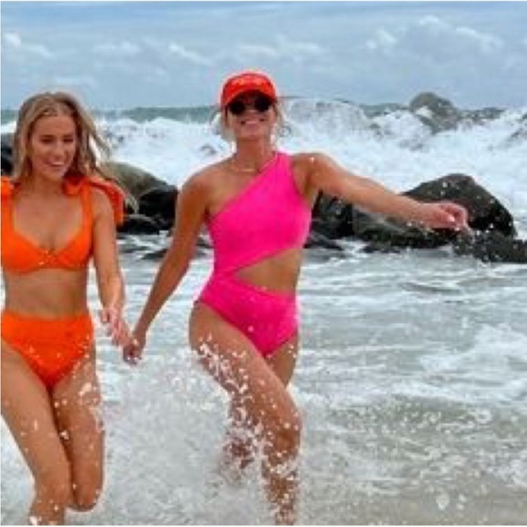 New Beach Riot Celine One Piece Pink Terry Cutout Swimsuit Size XL - Picture 3 of 8